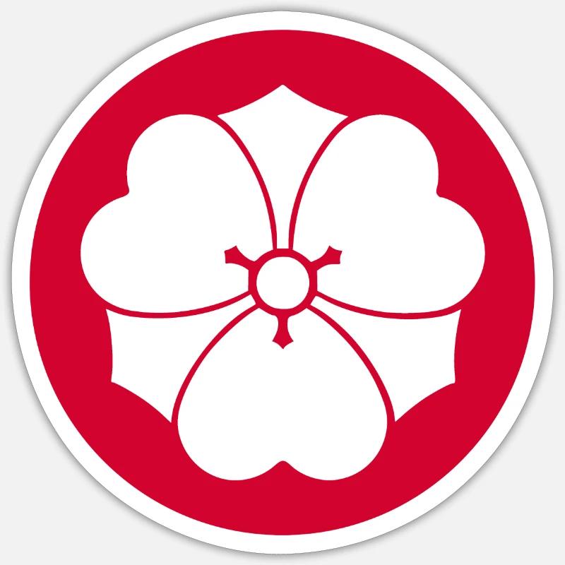 Sakura kamon cherry red Sticker taille S (10 x 10 cm)