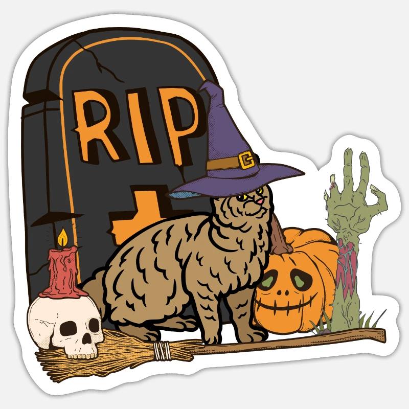 Mignon et effrayant Pixiebob Chat Halloween Sticker taille S (10 x 10 cm)