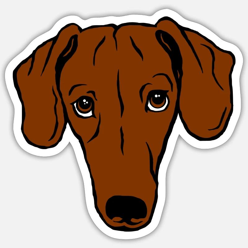 Teckel, cheveux courts - Sticker taille S (10 x 10 cm) - blanc mat