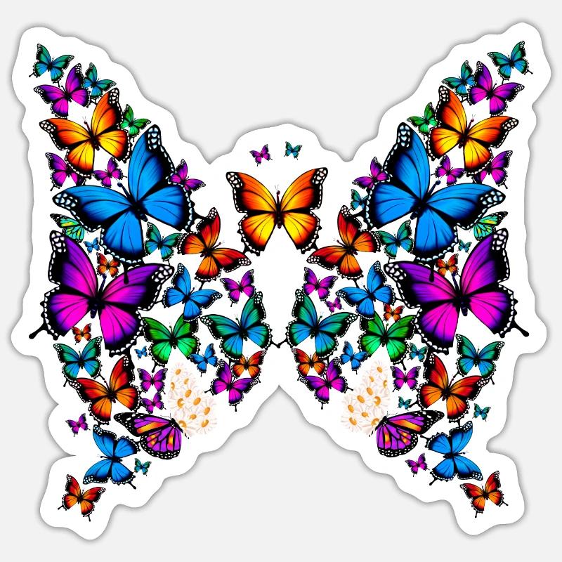 Frau Mädchen Schmetterlinge Gänseblümchen Design - Sticker Größe S (10 x 10 cm) - Mattweiß