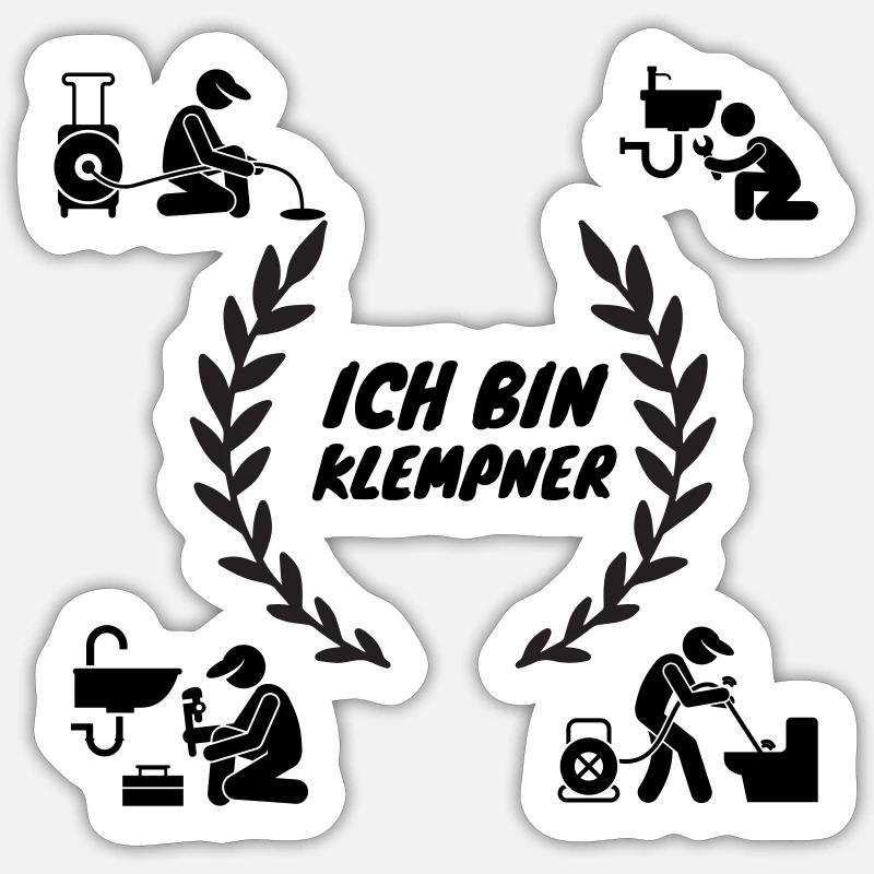 Ich bin Klempner schwarz Sticker Größe S (10 x 10 cm)