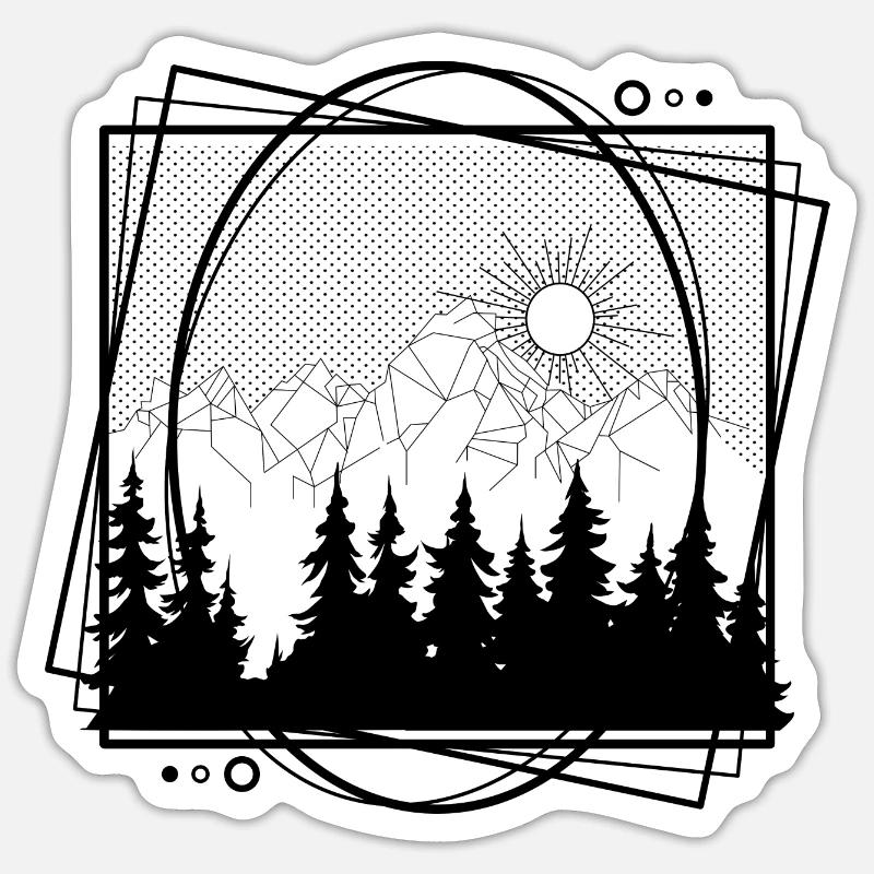 Conception naturelle en forme géométrique et peinture à points Sticker taille S (10 x 10 cm)
