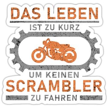 Retro Leben Zu Kurz Scrambler Motorradfahrer Tacho - Sticker Größe S (10 x 10 cm) - Mattweiß - Vorne