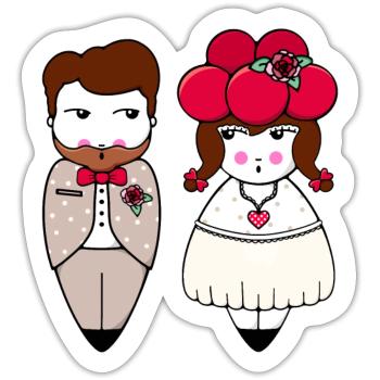 Mariage Forêt-Noire - Sticker taille S (10 x 10 cm) - blanc mat - Devant