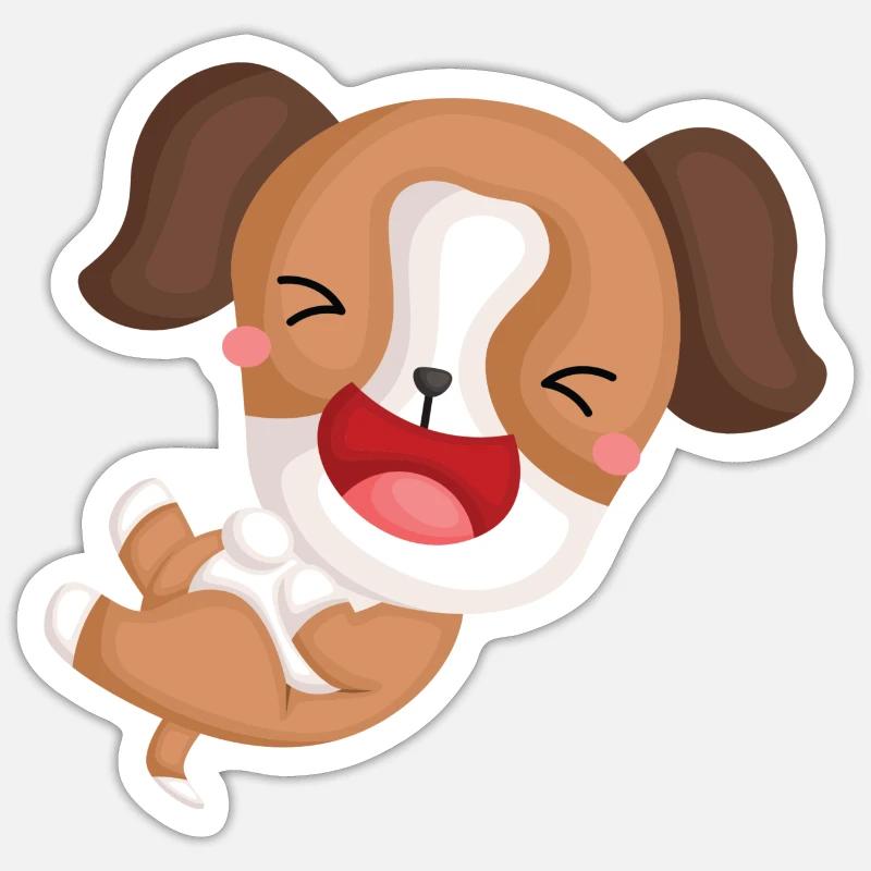 Cute dog giggling - Sticker size S (10 x 10 cm) - white matte