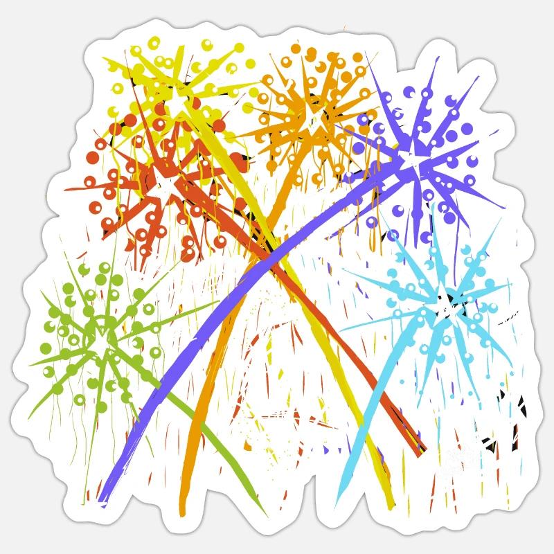 Impressionist fireworks display - Sticker size S (10 x 10 cm) - white matte