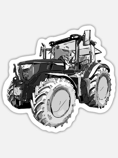 Traktor Allrad - Sticker Größe S (10 x 10 cm) - Mattweiß