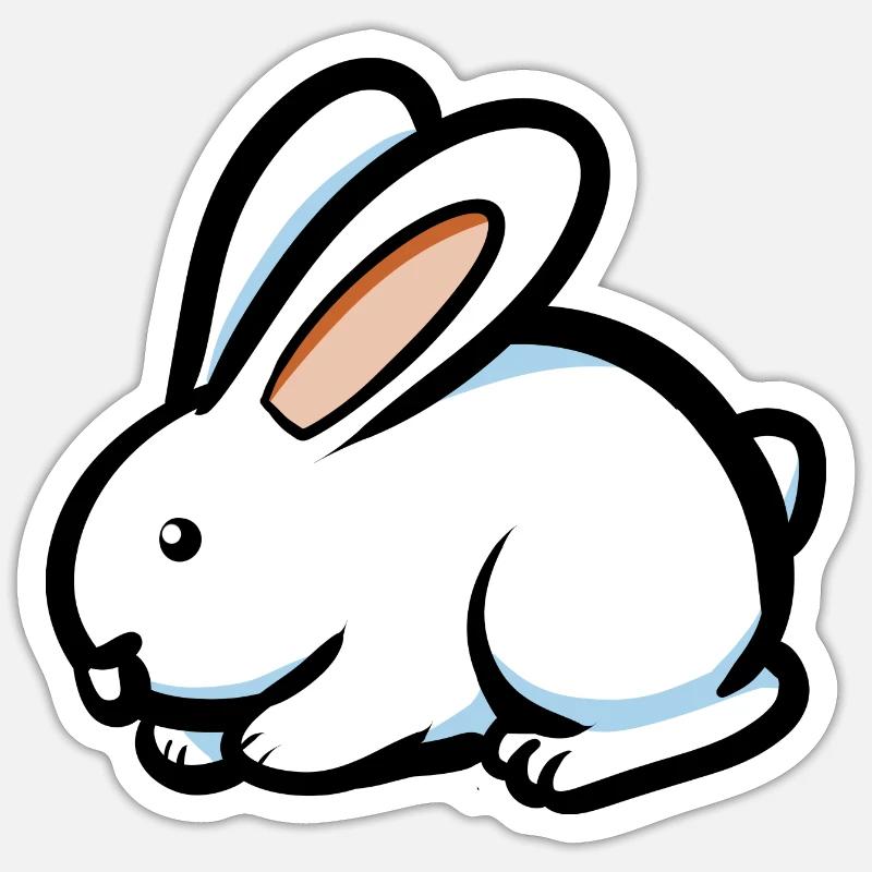 Lapin cool - Sticker taille S (10 x 10 cm) - blanc mat