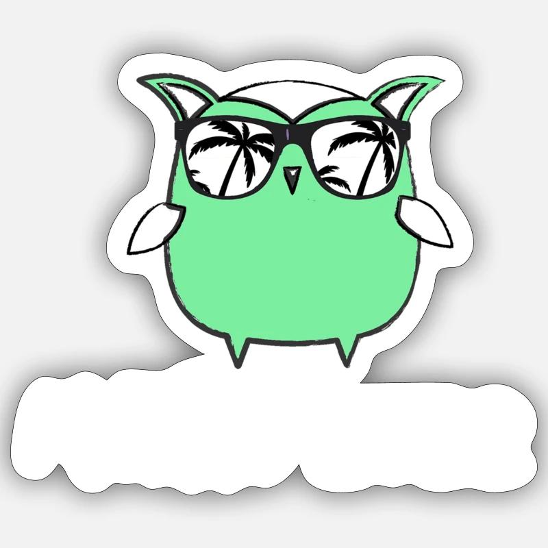 Eule, Comic, nerd, malle 2022,mallorca,urlaub Sticker Größe S (10 x 10 cm)