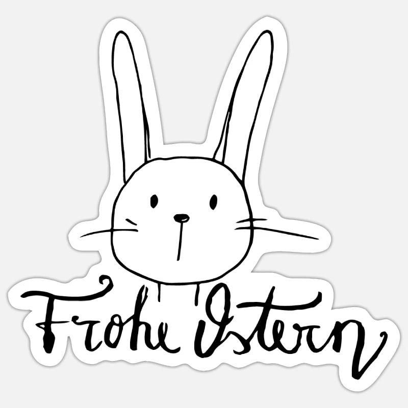 Hasen-Gesicht Happy Easter / Schwarz Sticker Größe S (10 x 10 cm)