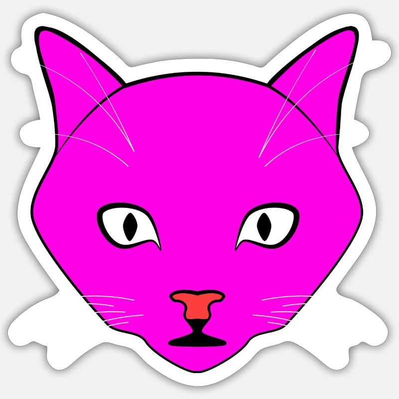 Katze Pink - Sticker Größe S (10 x 10 cm) - Mattweiß