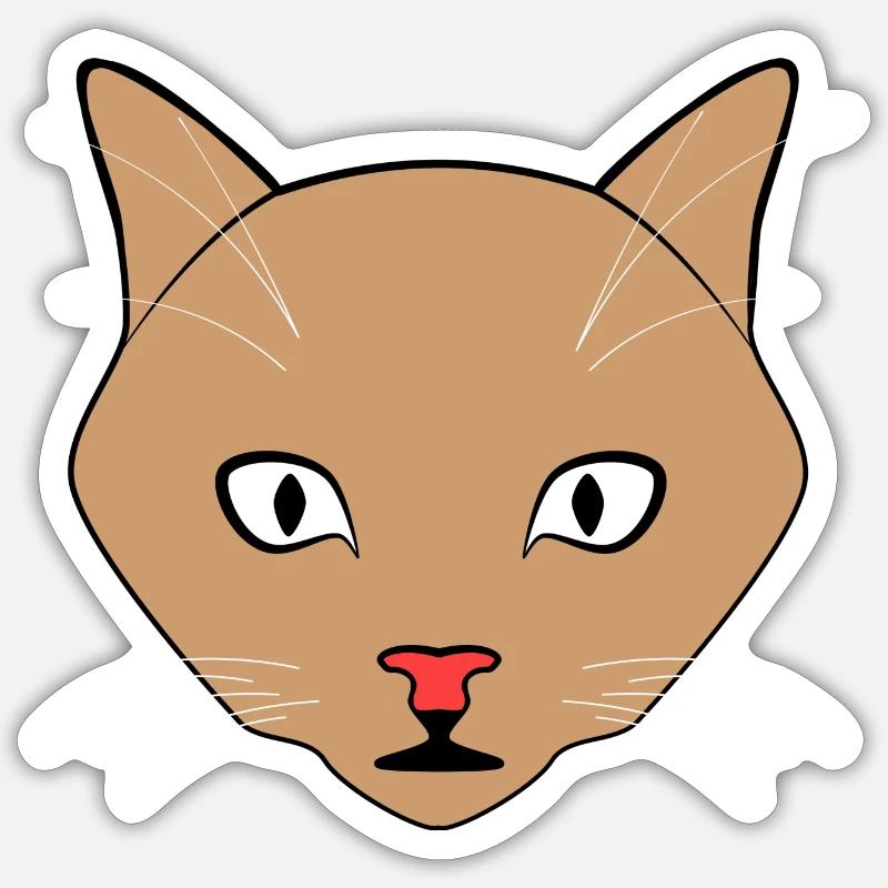 Chat Brun - Sticker taille S (10 x 10 cm) - blanc mat