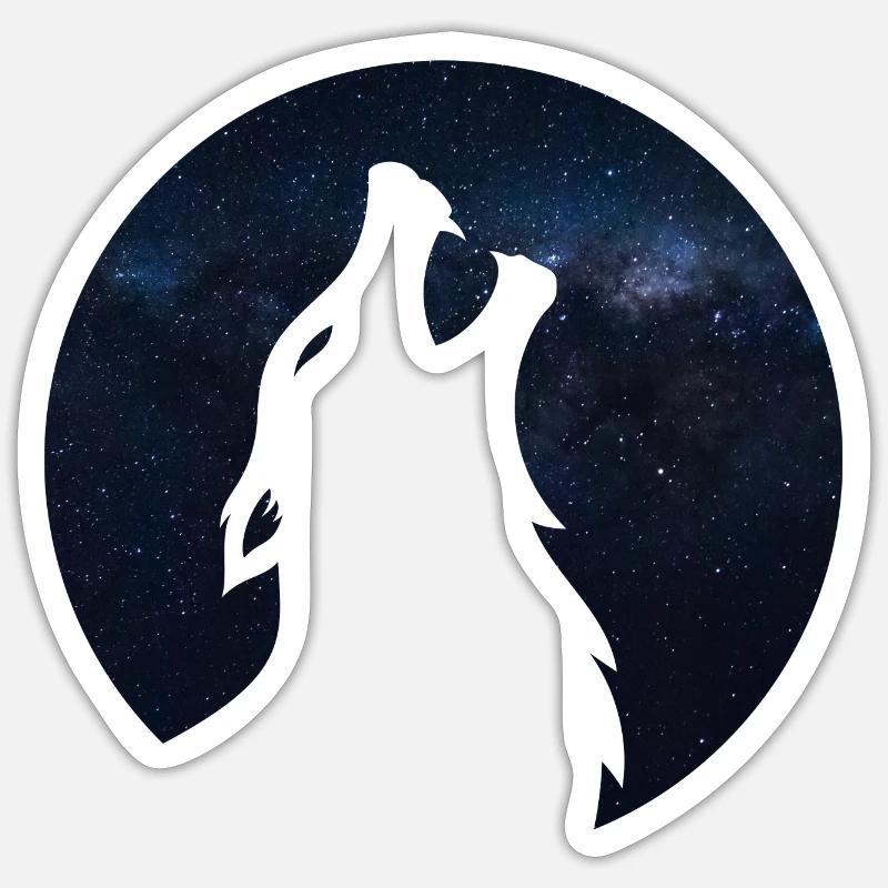 Silhouette de loup Galaxy - Sticker taille S (10 x 10 cm) - blanc mat