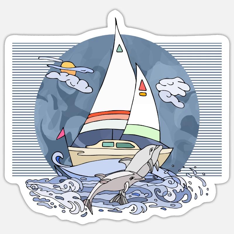 Segelboot - Sticker Größe S (10 x 10 cm) - Mattweiß