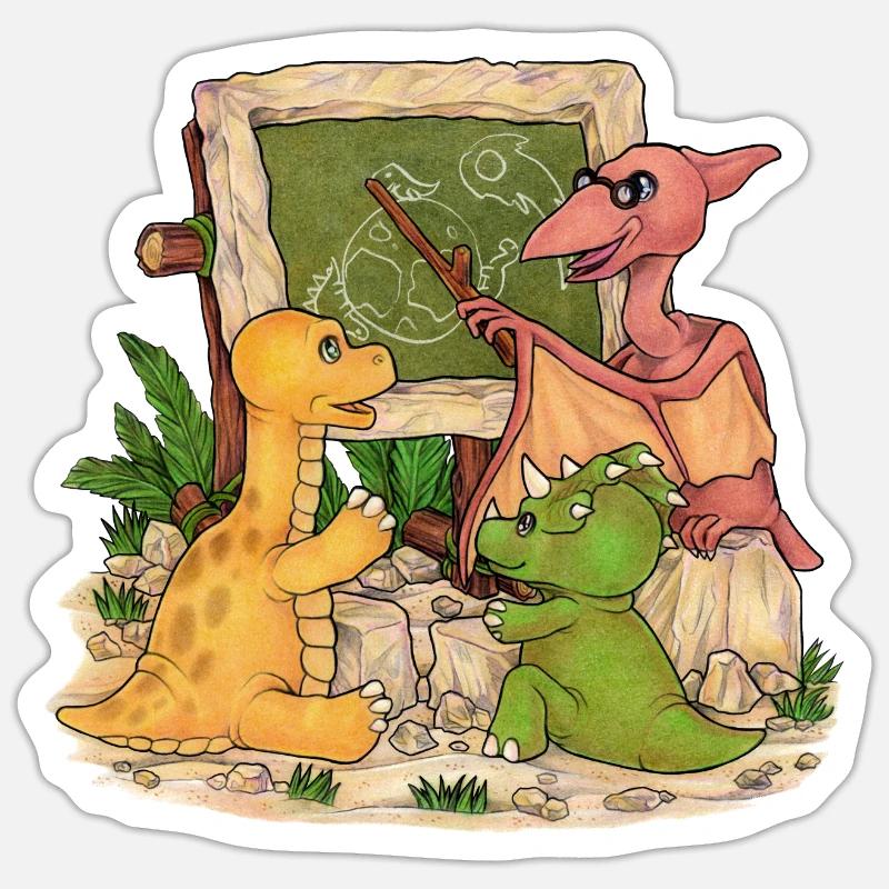 Dino Schule Geschenkidee Einschulung Dinosaurier Sticker Größe S (10 x 10 cm)