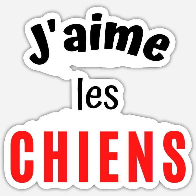 J'aime les chiens - Sticker taille S (10 x 10 cm) - blanc mat