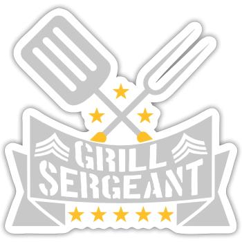 Grill Sergeant Barbecue Grillfest - Sticker size S (10 x 10 cm) - white matte - Front