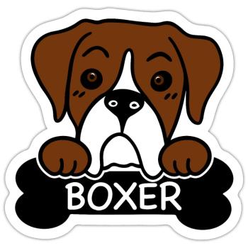 Boxer and bones - Sticker size S (10 x 10 cm) - white matte - Front