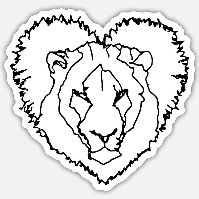 Löwe Herz Geschenkidee Sticker Größe S (10 x 10 cm)