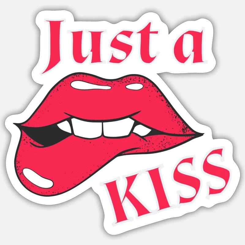 Nur ein Kuss - Sticker Größe S (10 x 10 cm) - Mattweiß