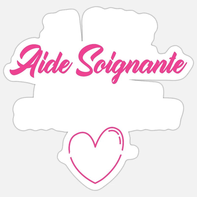 Je suis aide soignante c'est mon super pouvoir - Sticker taille S (10 x 10 cm) - blanc mat