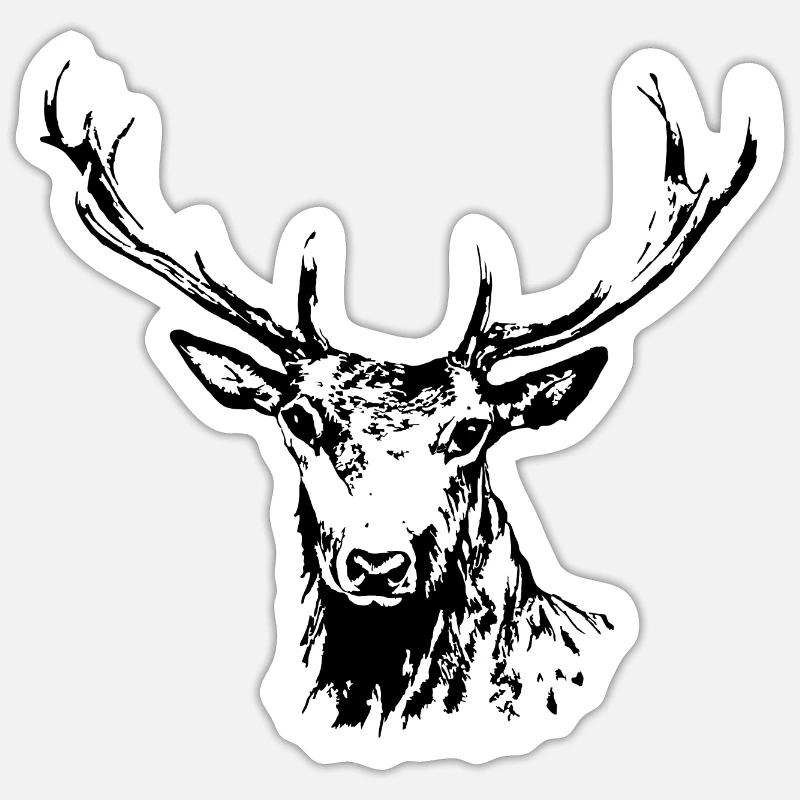 Cerf - Sticker taille S (10 x 10 cm) - blanc mat