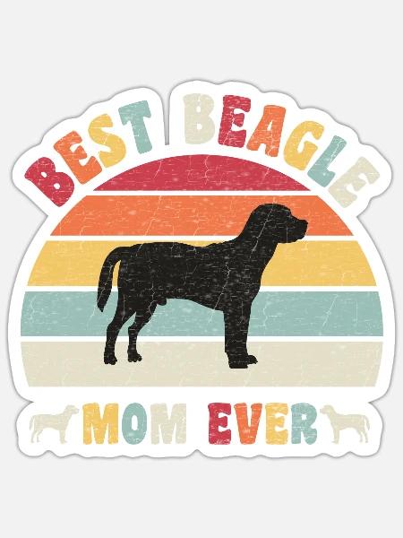 Best Beagle mom ever dog lovers vintage retro - Sticker Größe S (10 x 10 cm) - Mattweiß