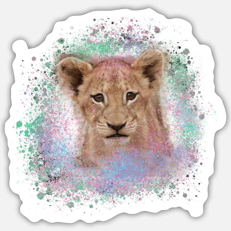babylöwe,löwenbaby,löwe,graffiti,malerei - Sticker Größe S (10 x 10 cm) - Mattweiß