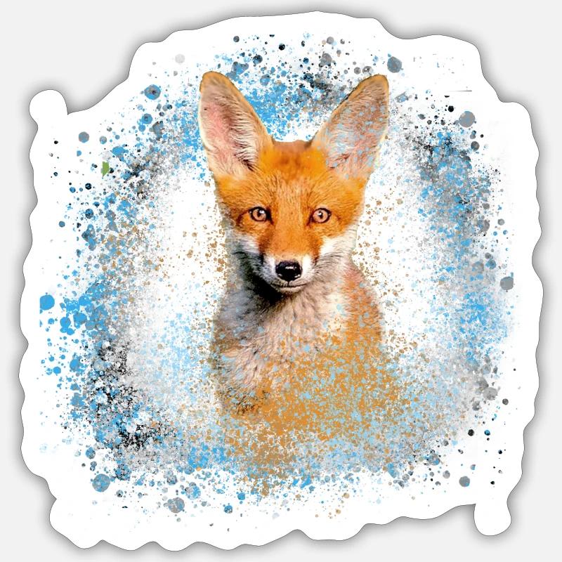 fuchs ,Graffiti, Malerei,fuchs ,aquarell,babyfuchs - Sticker Größe S (10 x 10 cm) - Mattweiß