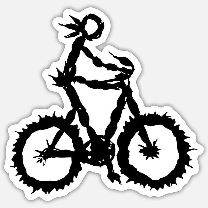 Bicycle Rider Nature Leaf - Sticker size S (10 x 10 cm) - white matte