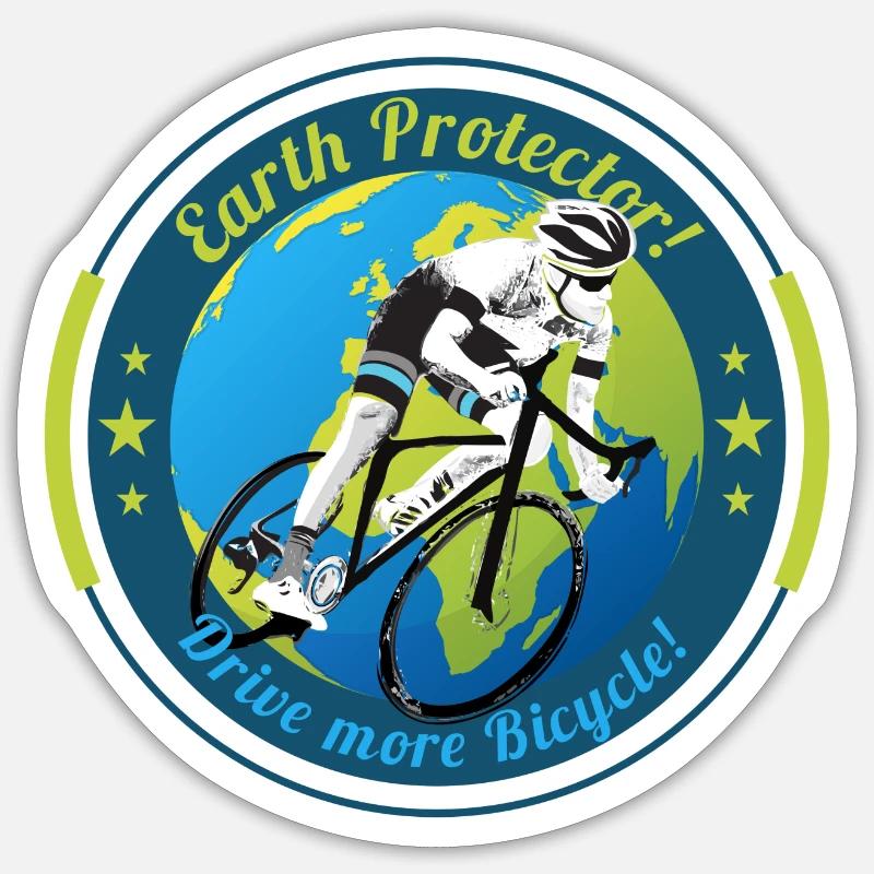 Earth Protector - Drive more Bicycle! Sticker Größe S (10 x 10 cm)