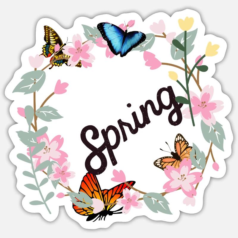 Spring T-Shirt - Sticker Größe S (10 x 10 cm) - Mattweiß