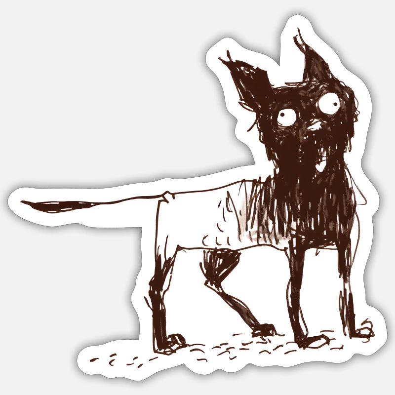 Chien moche - Sticker taille S (10 x 10 cm) - blanc mat