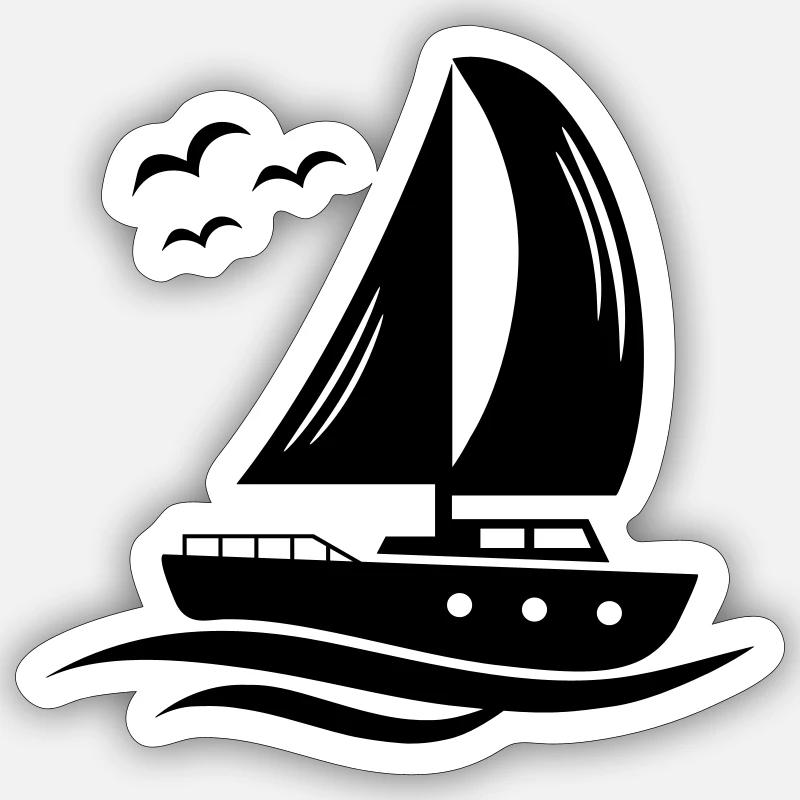 Segelboot - Sticker Größe S (10 x 10 cm) - Mattweiß