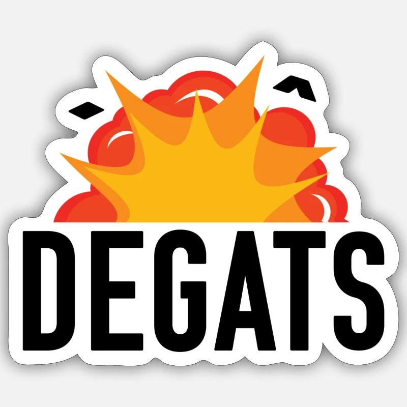 Dégâts - Sticker taille S (10 x 10 cm) - blanc mat