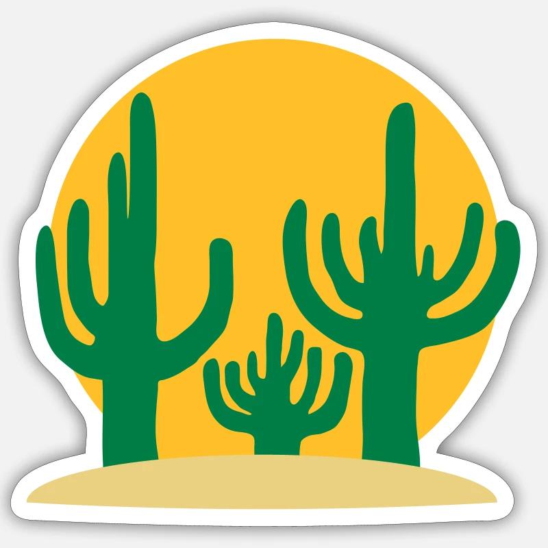 Soleil 3 Cactus Désert - Sticker taille S (10 x 10 cm) - blanc mat
