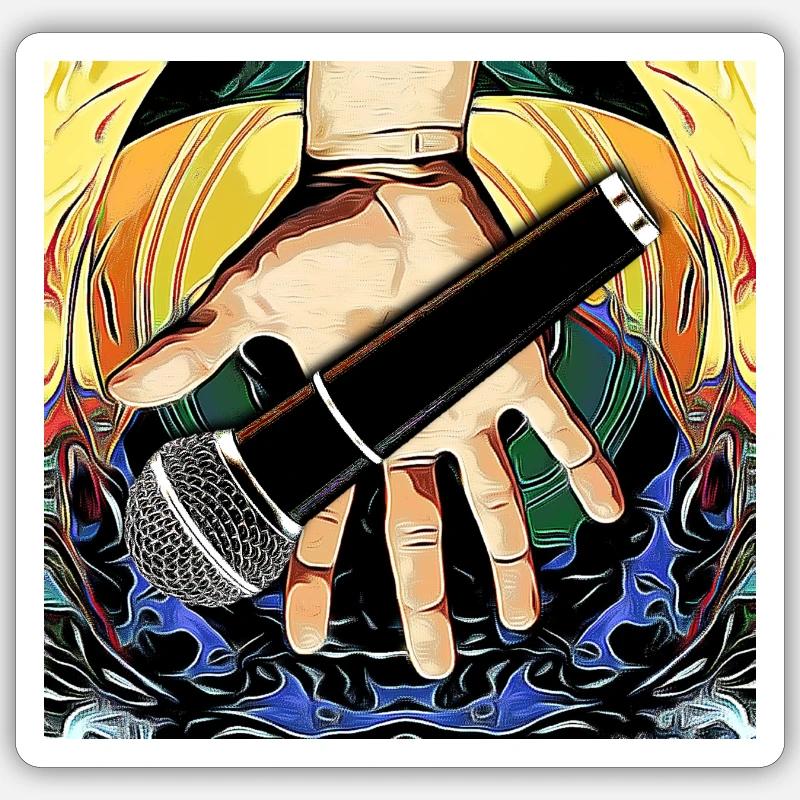 Musical Microphone - Sticker taille S (10 x 10 cm) - blanc mat