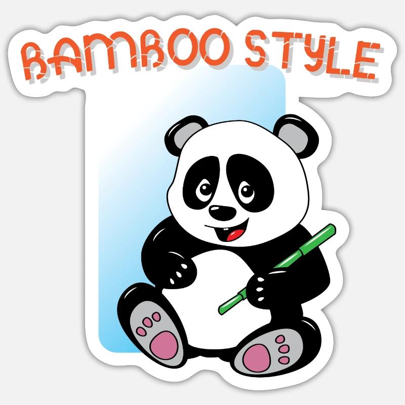 Panda Bamboo Style - Sticker taille S (10 x 10 cm) - blanc mat