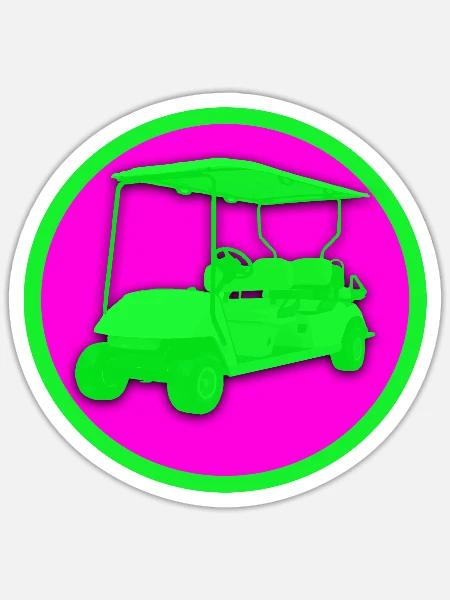 Fancy Golfcar - Sticker Größe S (10 x 10 cm) - Mattweiß