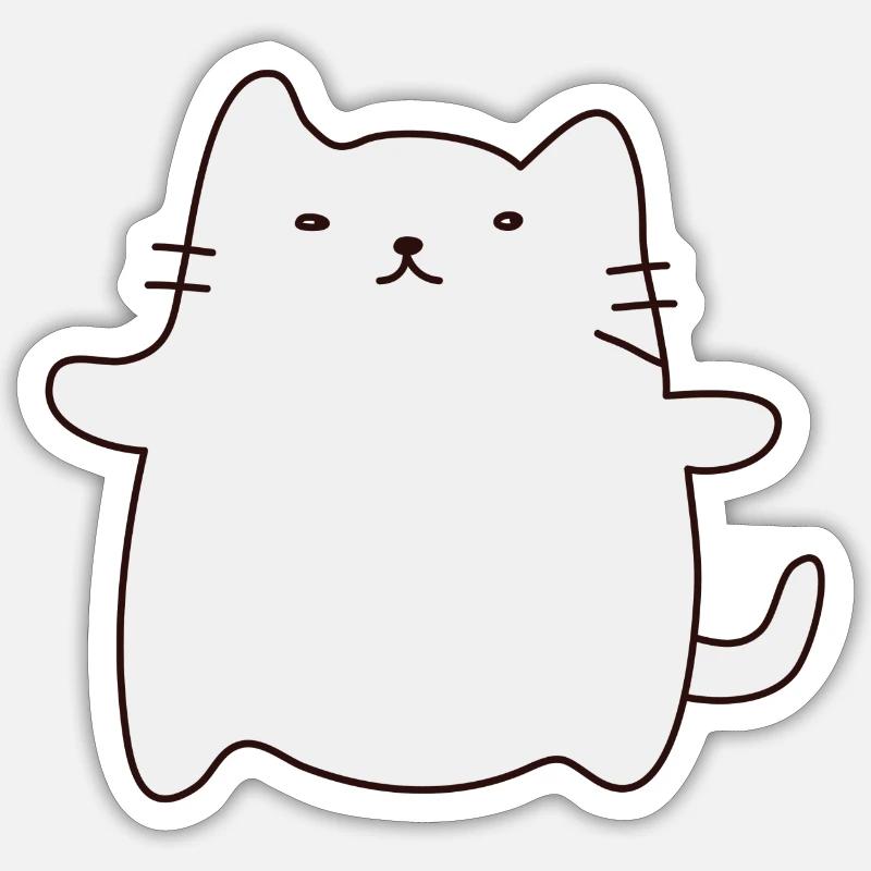 Chat dessiné 1 - Sticker taille S (10 x 10 cm) - blanc mat