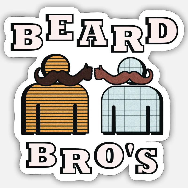 Bartbrüder - Sticker Größe S (10 x 10 cm) - Mattweiß