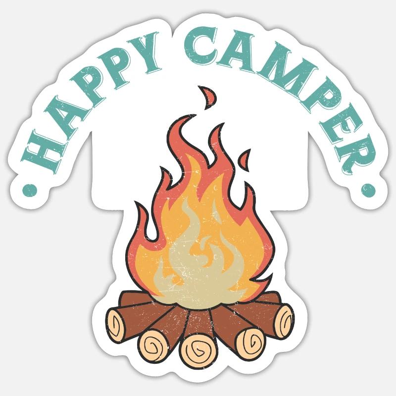 Glücklicher Camper - Sticker Größe S (10 x 10 cm) - Mattweiß