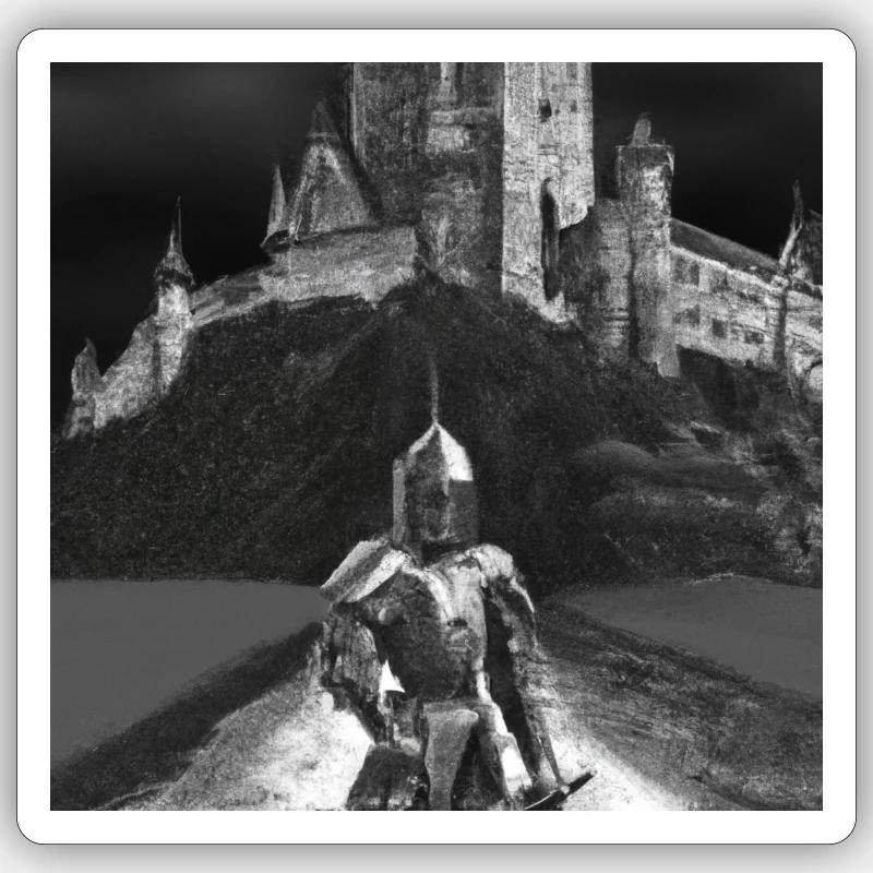 Chevaliers devant le château 2 Sticker taille S (10 x 10 cm)