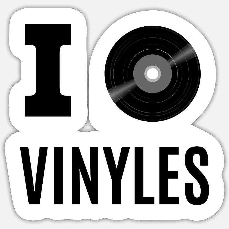 I love vinyles - Sticker taille S (10 x 10 cm) - blanc mat