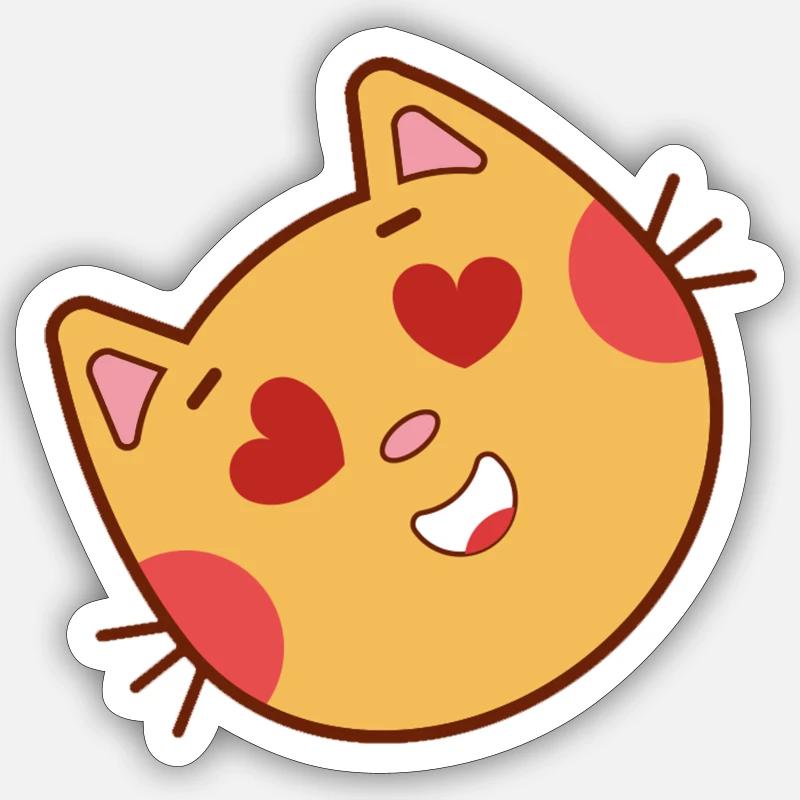 Un amour de chat ! - Sticker taille S (10 x 10 cm) - blanc mat