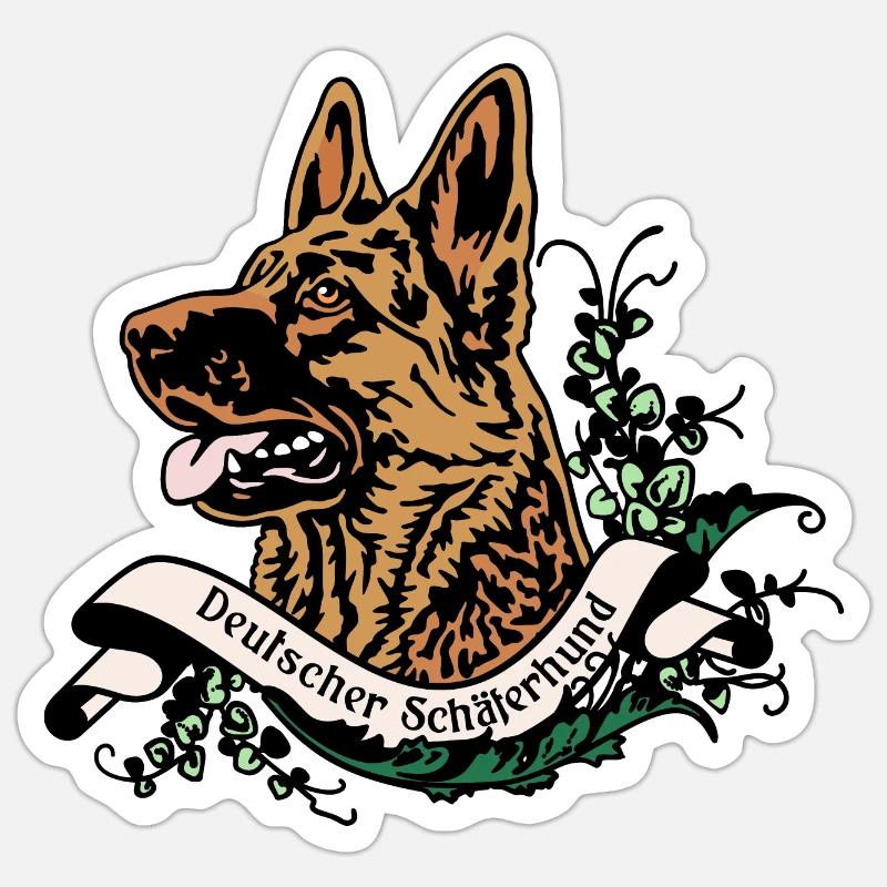 Schäferhund Anno 1900 - Sticker Größe S (10 x 10 cm) - Mattweiß