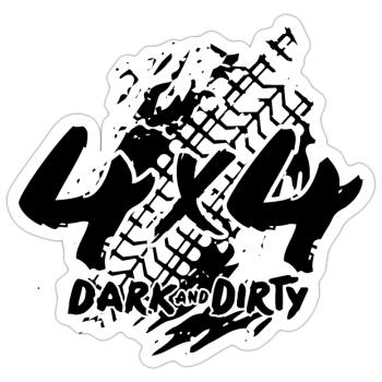 Logo 4x4 - Dark & Dirty - Sticker taille S (10 x 10 cm) - blanc mat - Devant