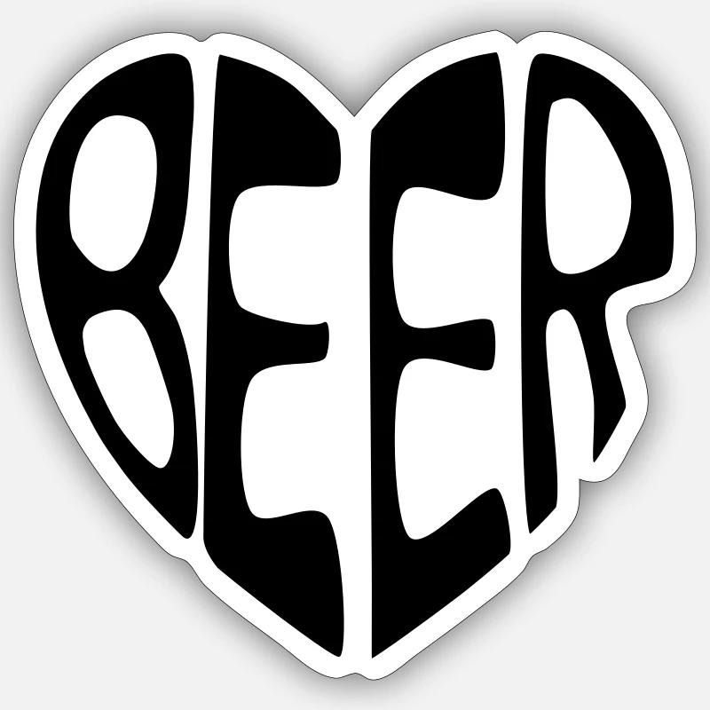 Bierherz - Sticker Größe S (10 x 10 cm) - Mattweiß