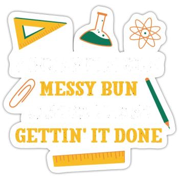 Ananas Bun Messy Bun Plans de leçon Drôle - Sticker taille S (10 x 10 cm) - blanc mat - Devant