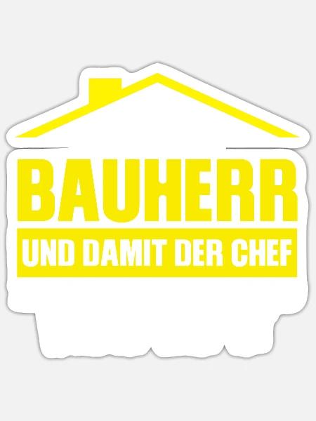 Bauherr Bauherrin Eigenheim Geschenk - Sticker Größe S (10 x 10 cm) - Mattweiß